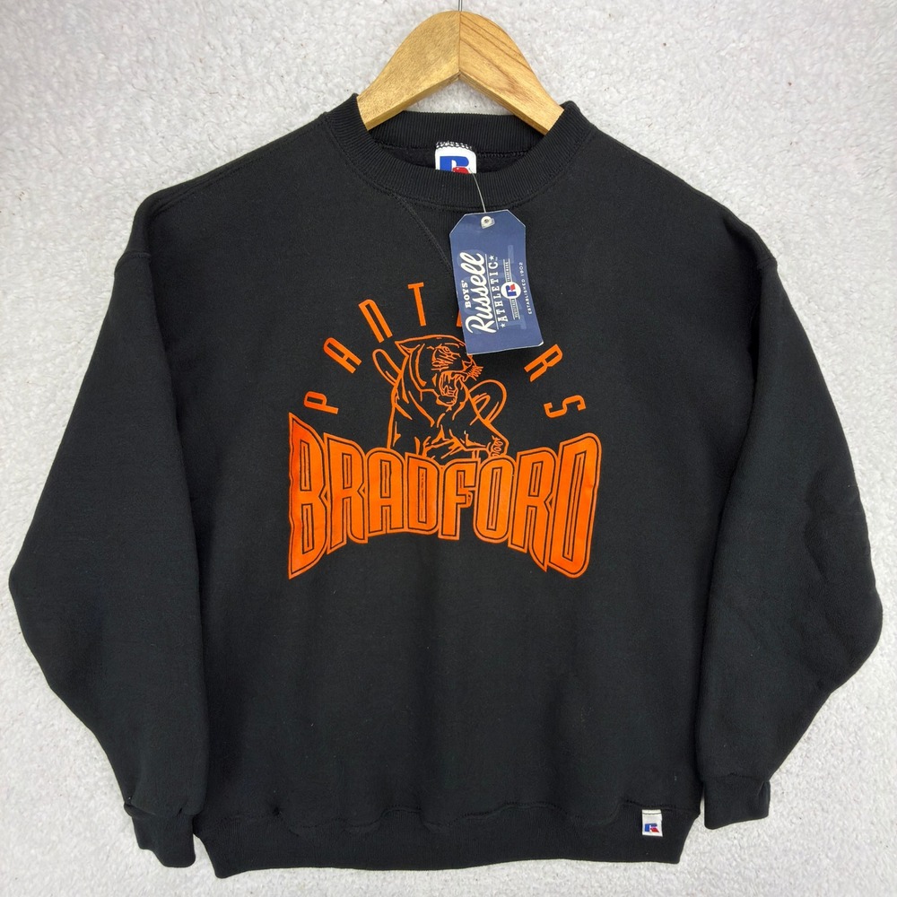 Russell Athletic Bradford Panthers Youth Large Black Crewneck Sweatshirt NWT